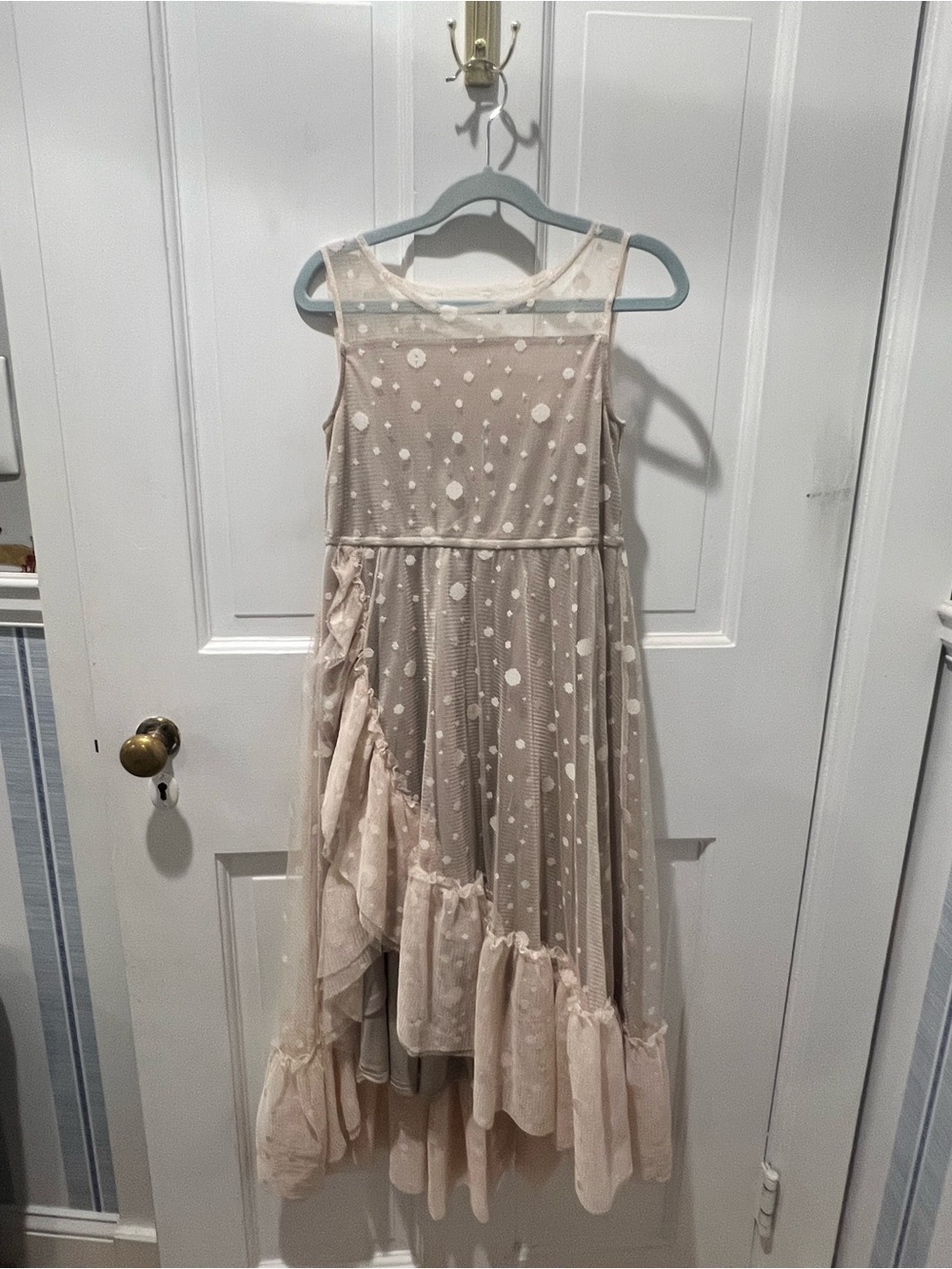 Girls' Cream Polka Dot Layered Tulle Party Dress
